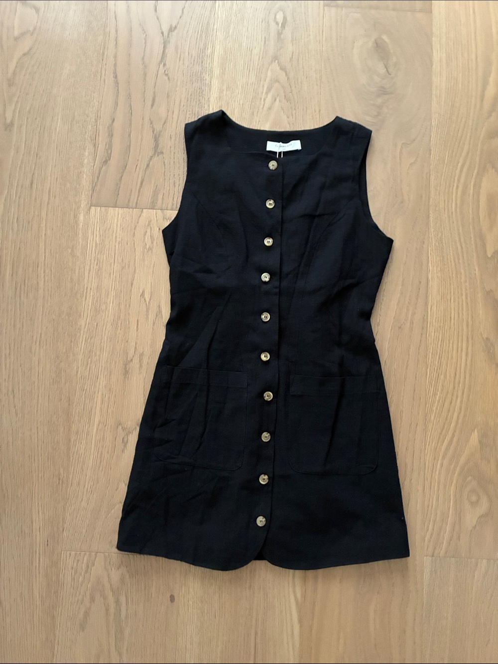 Commense Women’s Sleeveless Linen Button-Front Black Dress. XS. NWT.